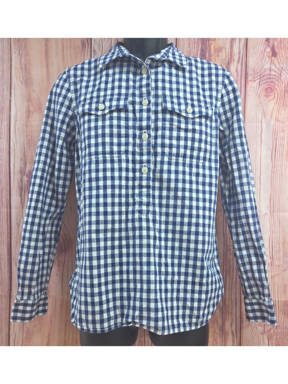 L.L. Bean Signature Womens Blue Gingham Shirt Medium
